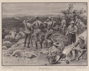 Mit Colonel Plumers Truppe auf dem Weg nach Mafeking, eine verdächtige Staubwolke